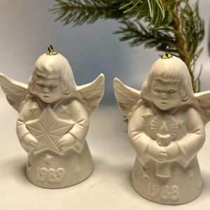 Vintage Goebel Angel-Bell Christmas Ornaments - 1988 & 1989 Annual Editions -